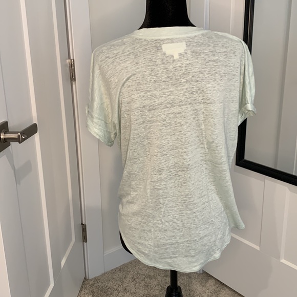Lou & Grey for LOFT 100% Linen Tie Front Tee in Mint Green - Picture 4 of 4